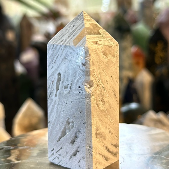 🎄SALE🎄Mexico Agate 4 Sided Crystal Point With Druzy! - Picture 1 of 7